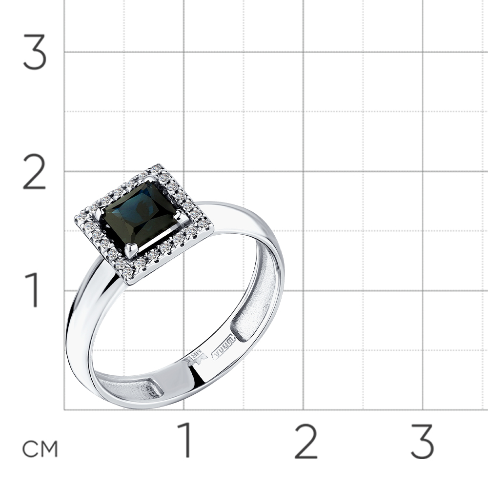 Inel din aur alb cu pietre Diamant, Safir