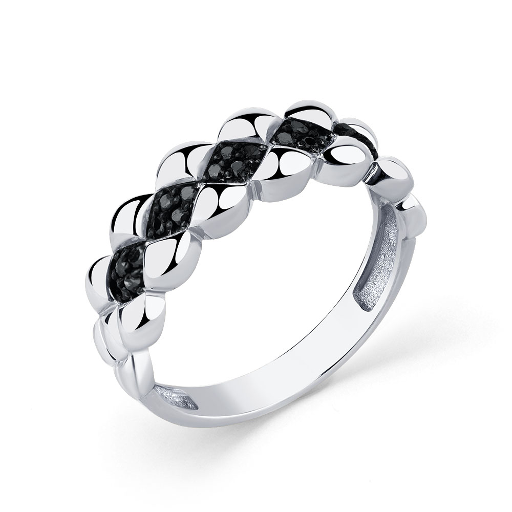 Inel din aur alb cu pietre Diamant negru