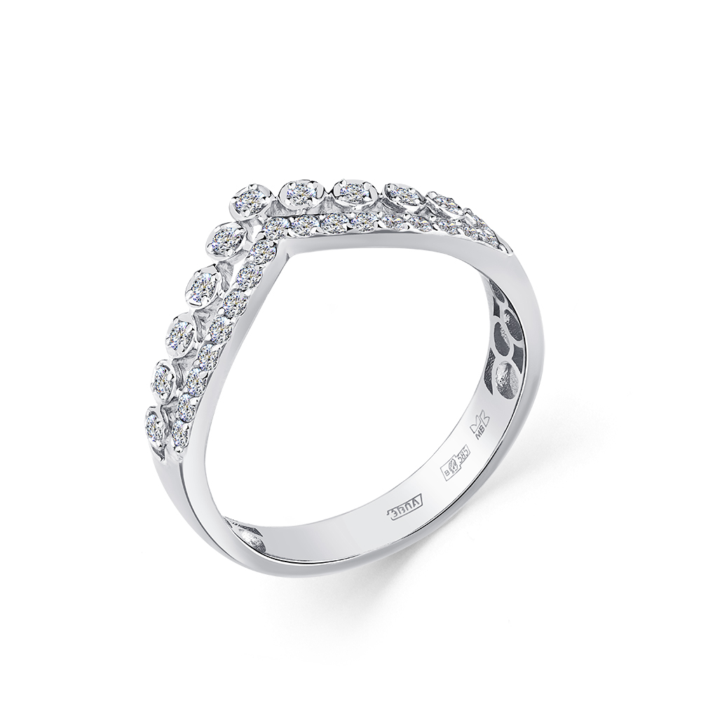 Inel din aur alb cu pietre Diamant