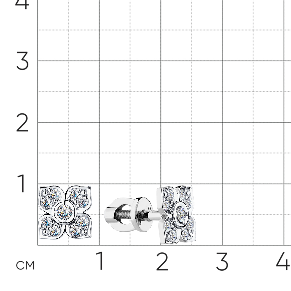 Cercei Pusete din aur alb cu pietre Diamant