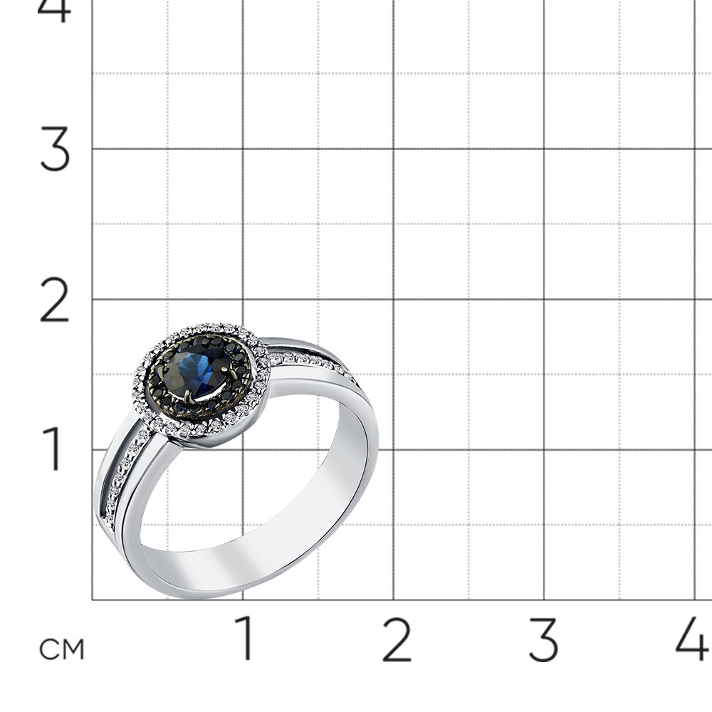 Inel din aur alb cu pietre Diamant, Safir