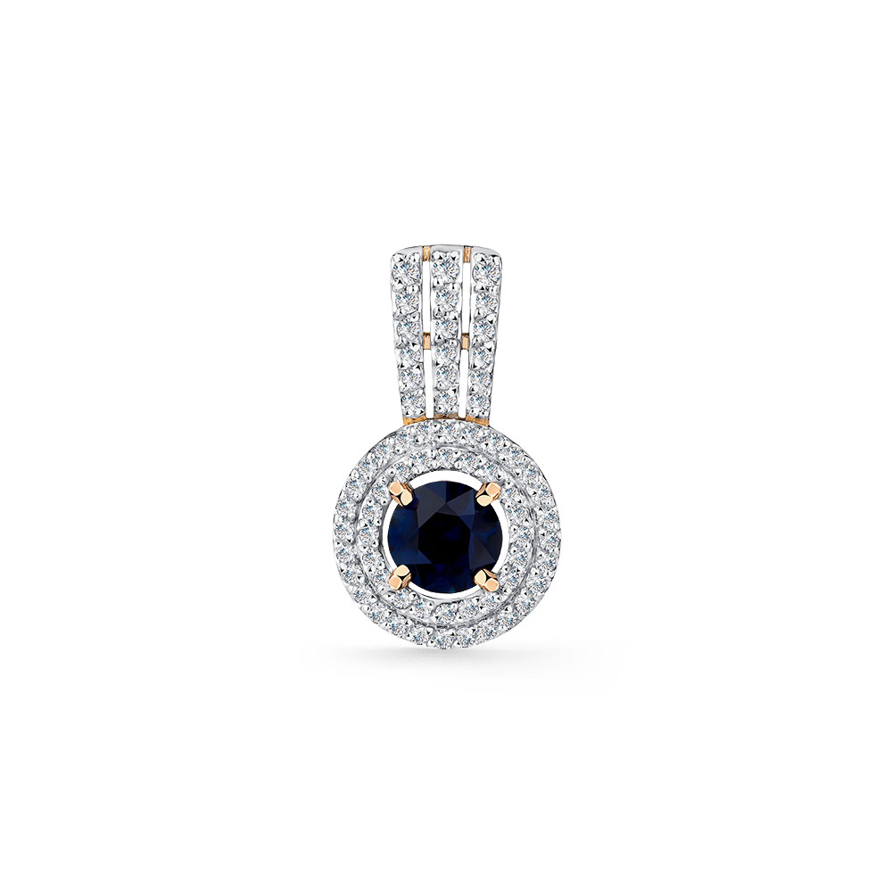 Pandantiv din aur roșu cu pietre Diamant, Safir