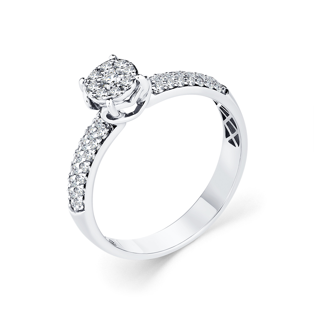 Inel din aur alb cu pietre Diamant