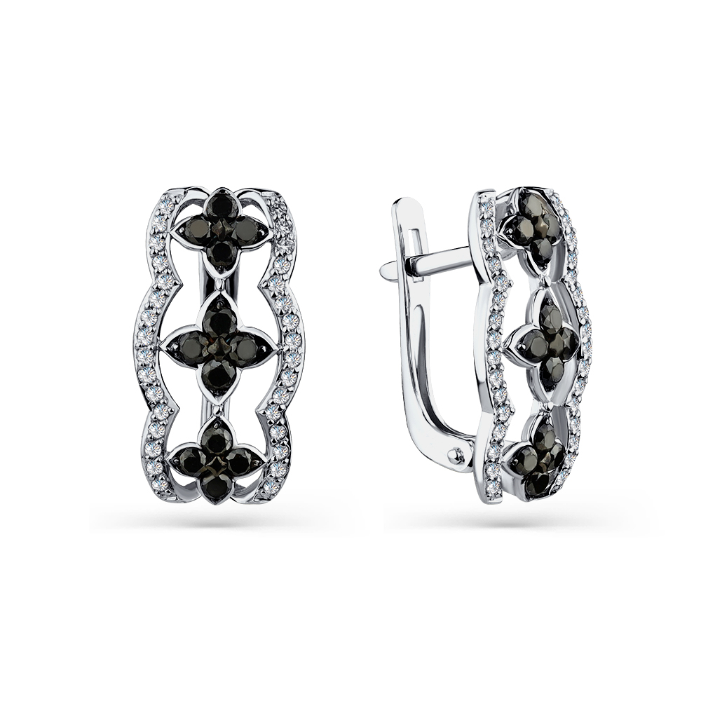 Cercei din aur alb cu pietre Diamant, Diamant negru