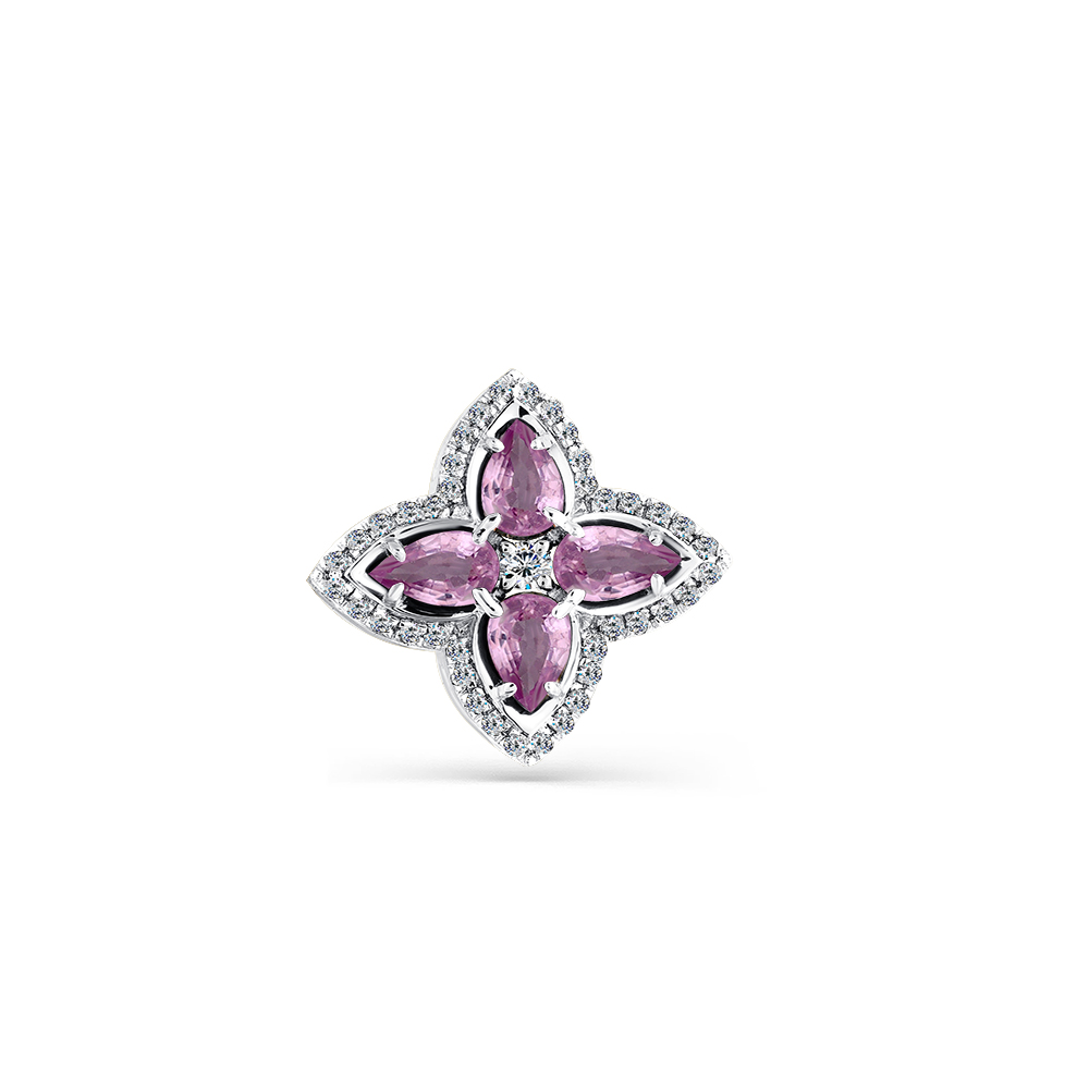 Pandantiv din aur alb cu pietre Diamant, Safir roz