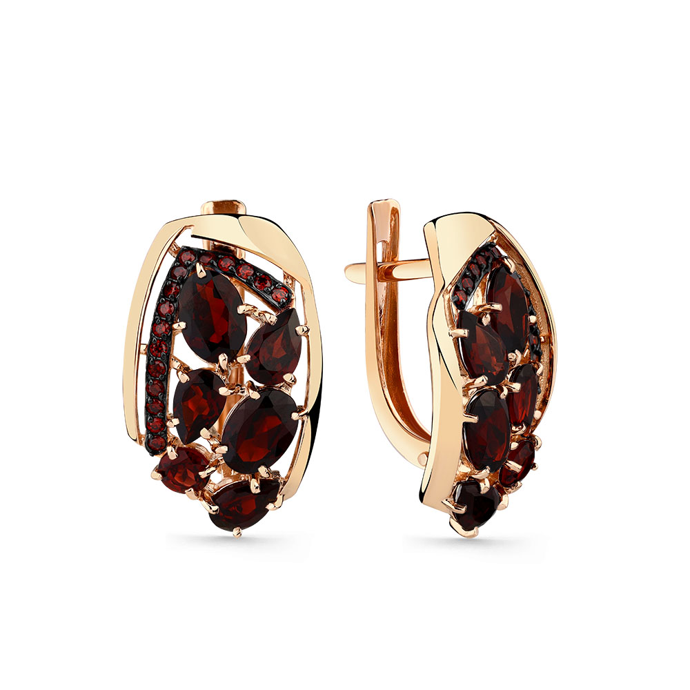 Cercei din aur roșu cu pietre Cubic Zirconia Bordo, Granat