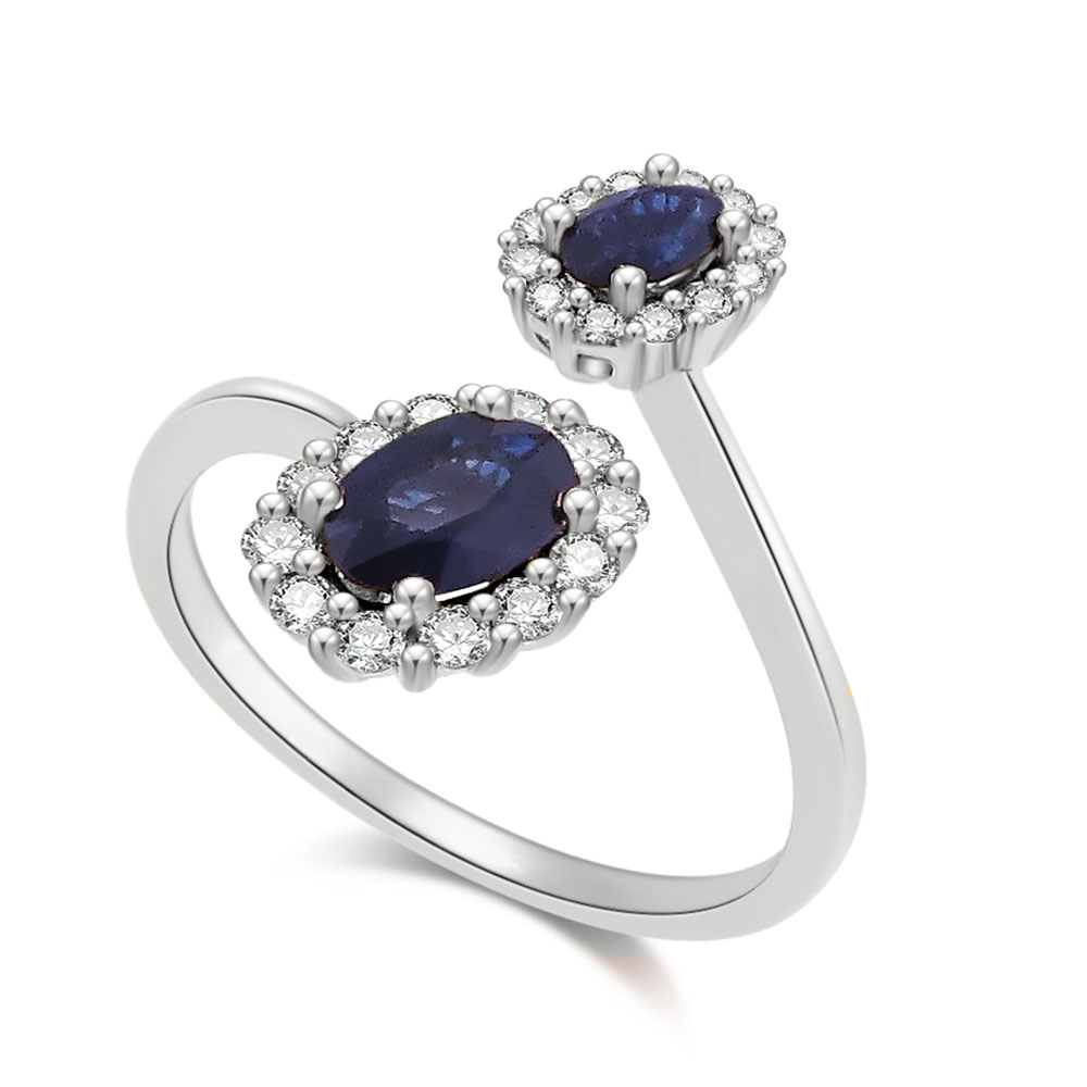Inel din aur alb cu pietre Diamant, Safir
