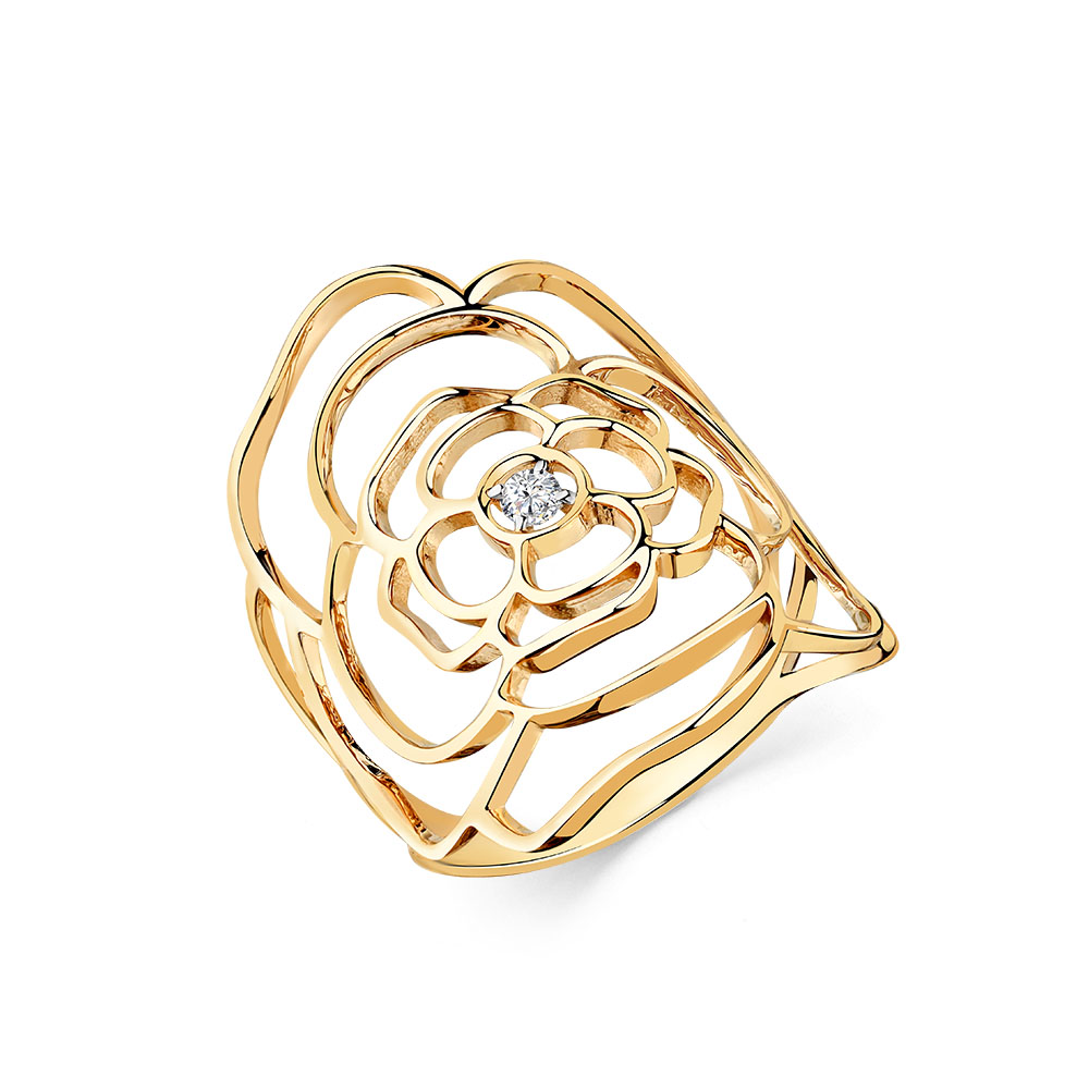 Inel din aur roșu cu pietre Cubic Zirconia Incolor