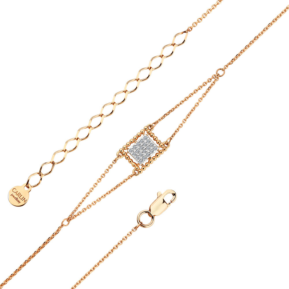 Brățară din aur roșu cu pietre Cubic Zirconia Incolor