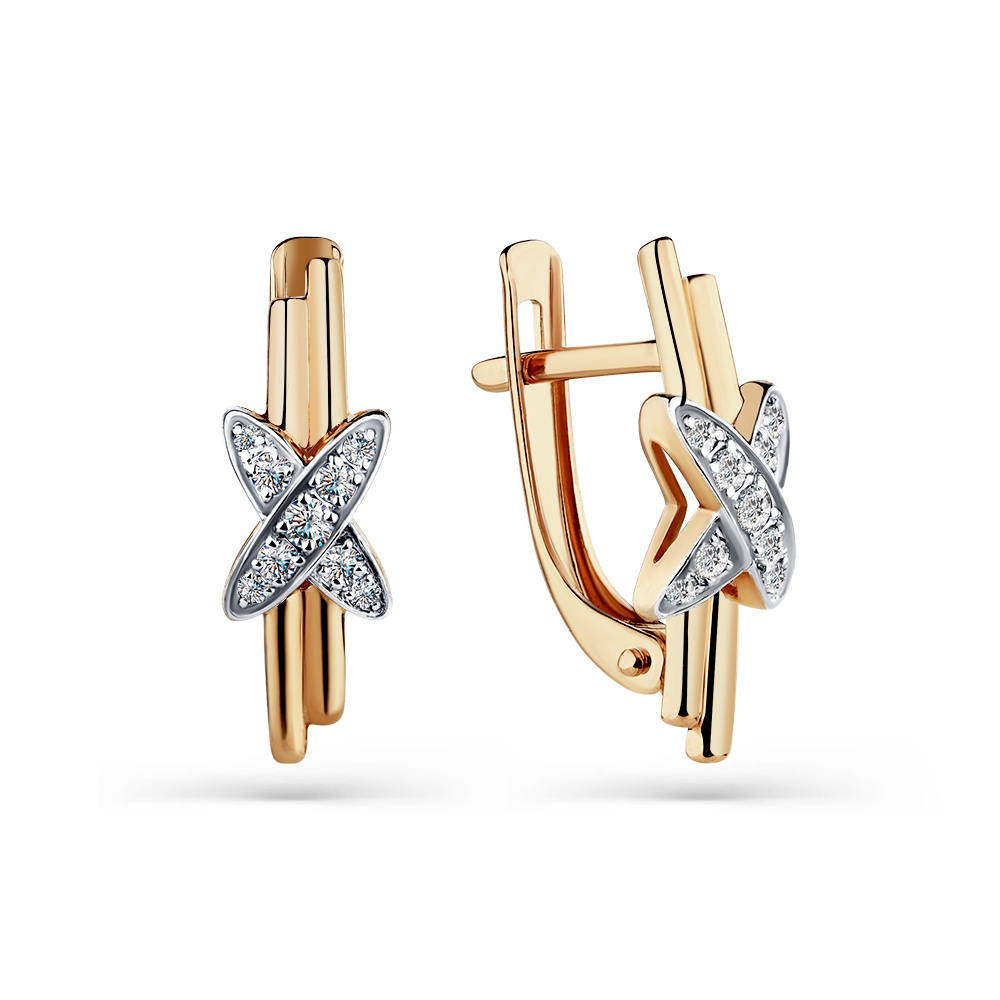 Cercei din aur roșu cu pietre Cubic Zirconia Incolor
