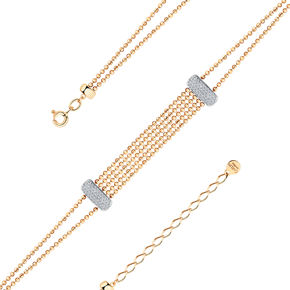 Brățară din aur roșu cu pietre Cubic zirconia
