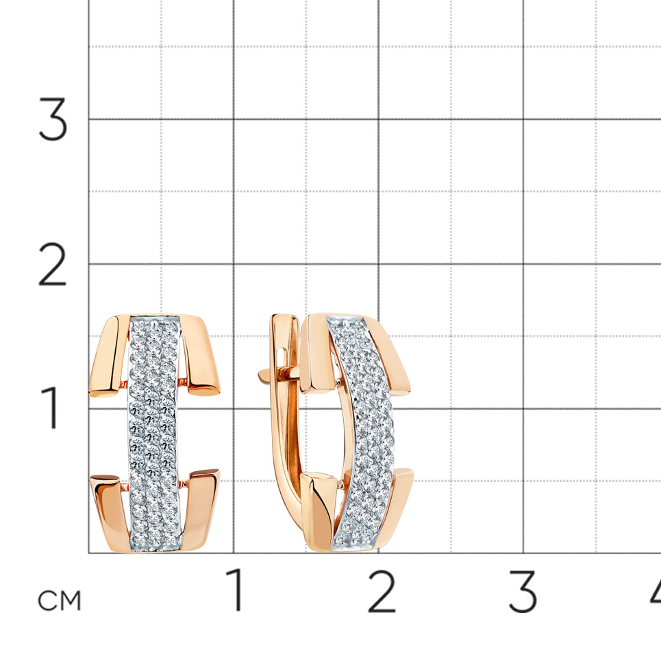 Cercei din aur roșu cu pietre Cubic Zirconia Incolor