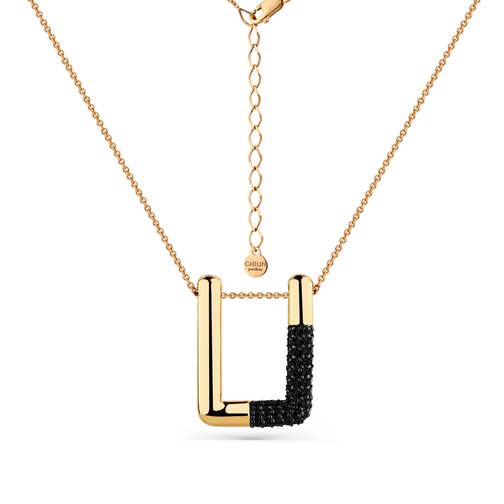 Colier din aur roșu cu pietre Cubic Zirconia Negru
