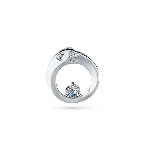 Pandantiv din aur alb cu pietre Cubic zirconia