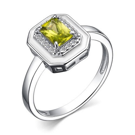 Inel din argint  cu pietre Cubic Zirconia Incolor, Crisolit și Emailare