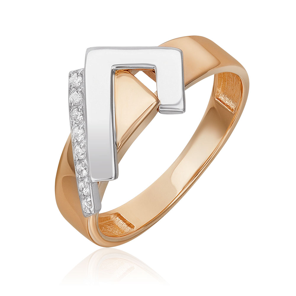 Inel din aur alb și roșu cu pietre Cubic Zirconia Incolor