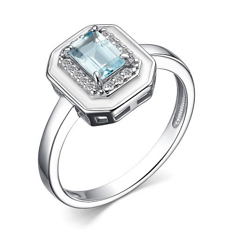 Inel din argint  cu pietre Cubic Zirconia Incolor, Topaz albastru și Emailare