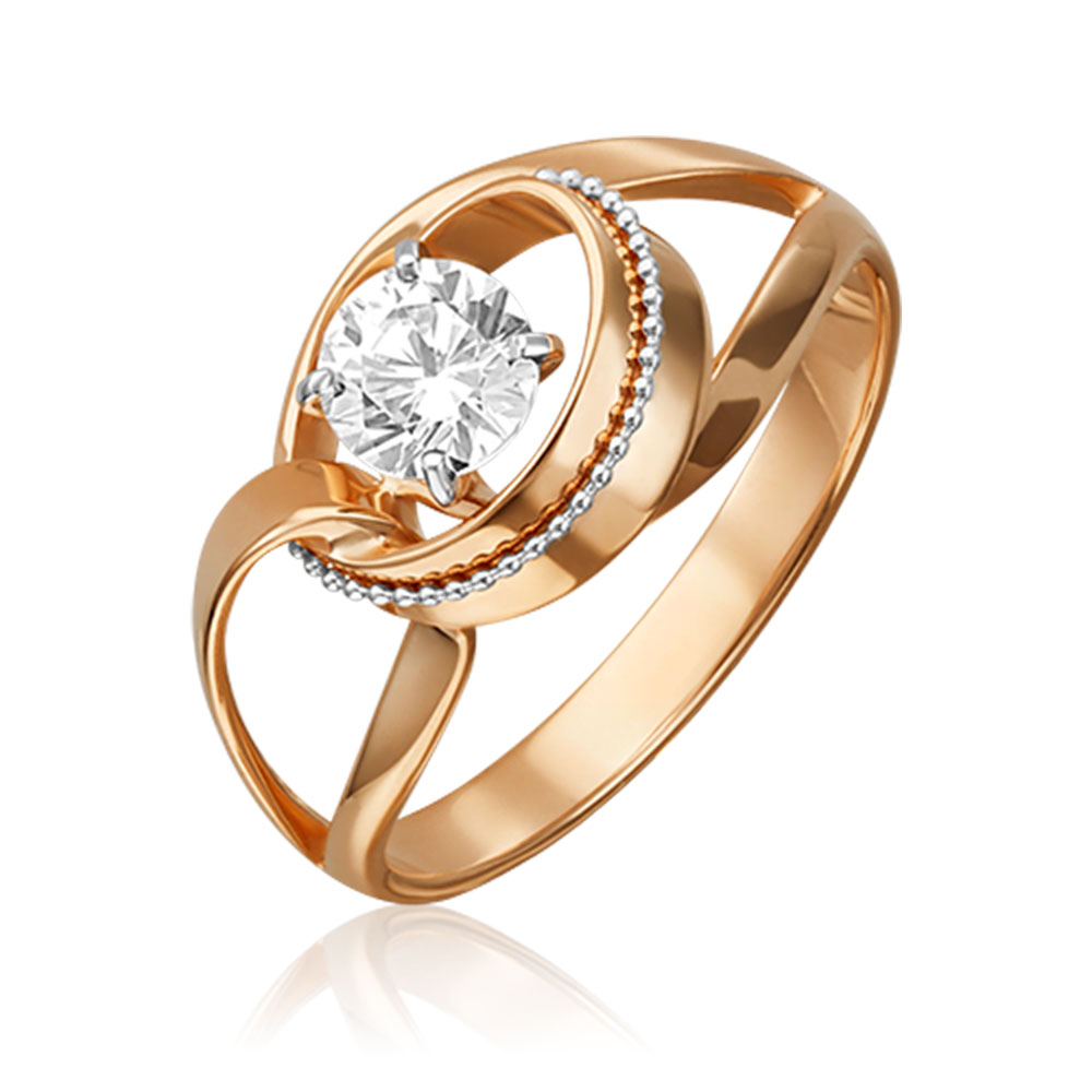 Inel din aur alb și roșu cu pietre Cubic Zirconia Incolor