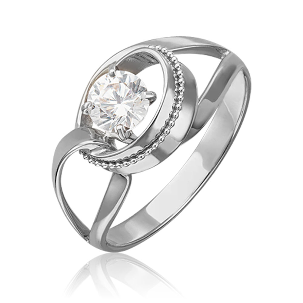 Inel din aur alb cu pietre Cubic Zirconia Incolor
