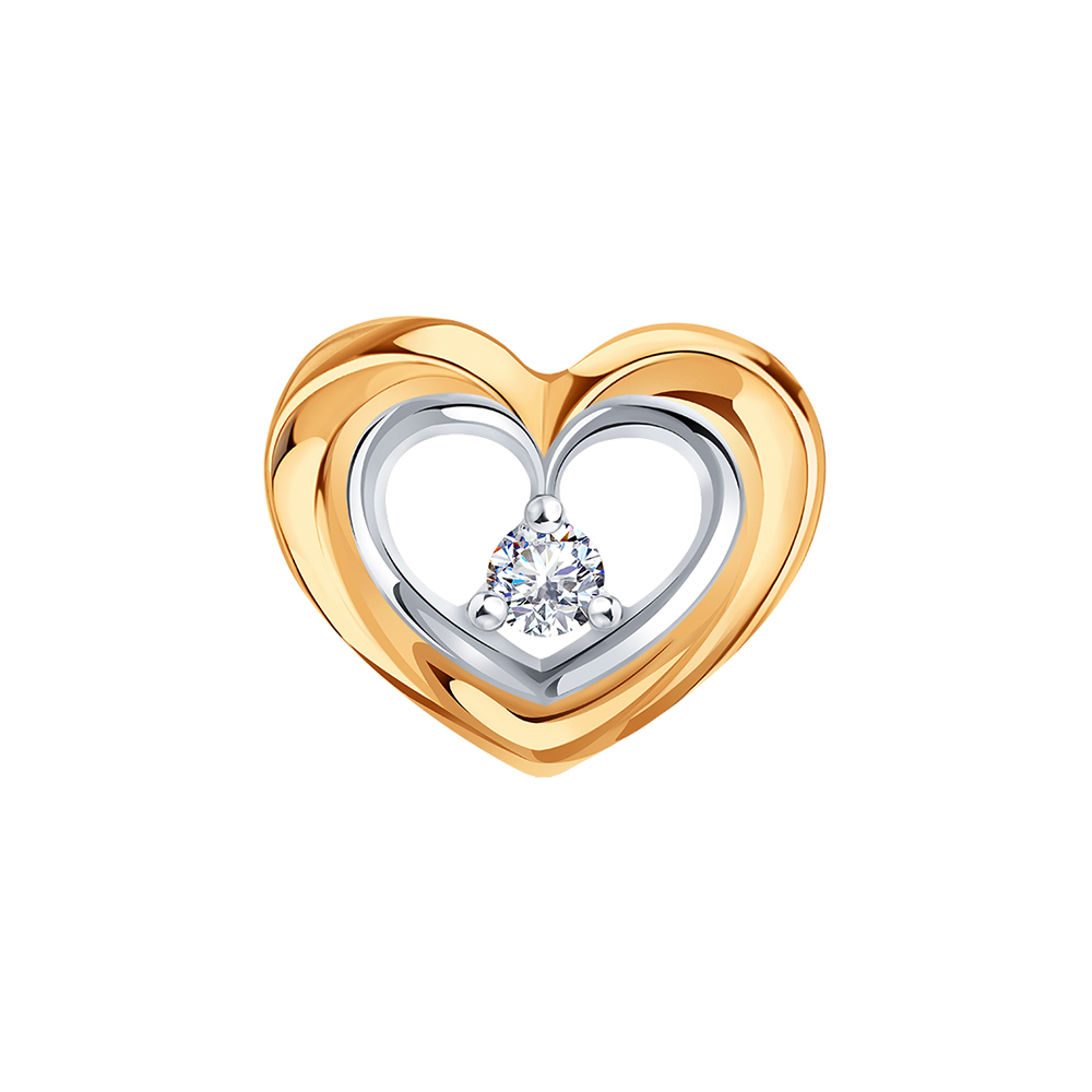 Pandantiv din aur roșu cu pietre Cubic Zirconia Incolor