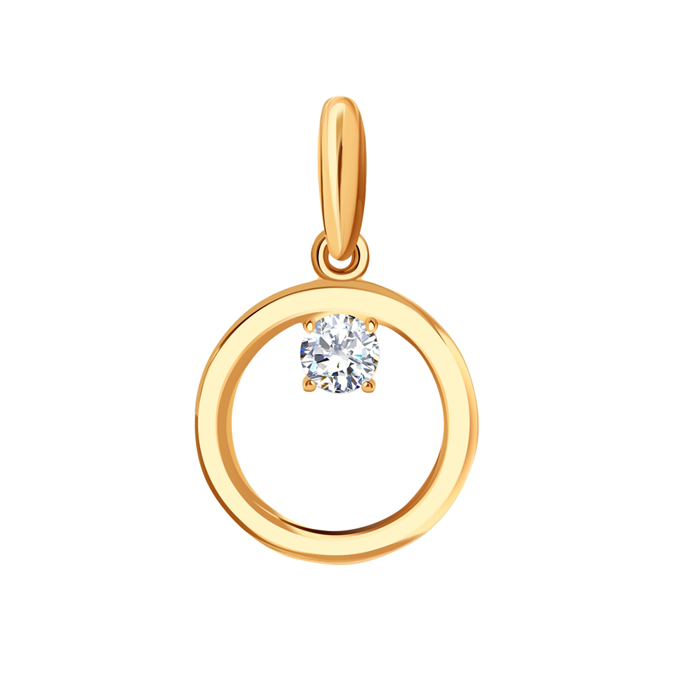 Pandantiv din aur roșu cu pietre Cubic Zirconia Incolor