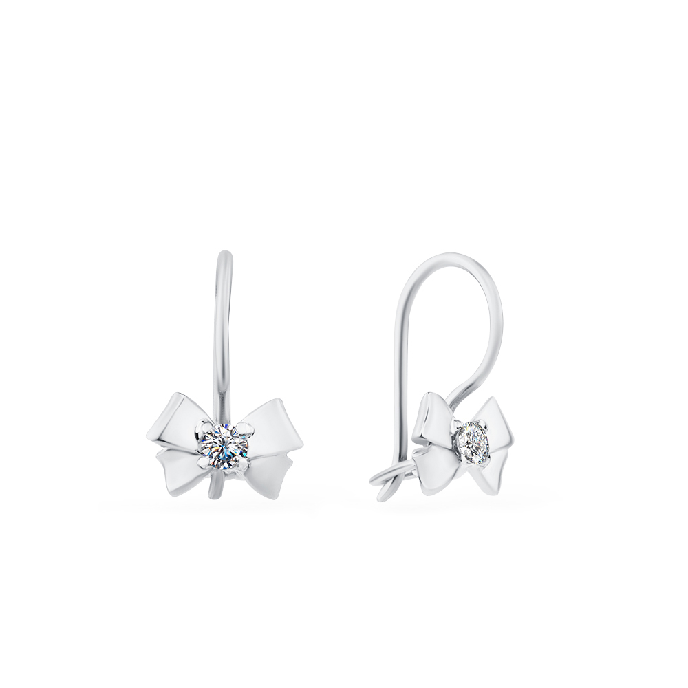 Cercei p-u copii din aur alb cu pietre Cubic Zirconia Incolor