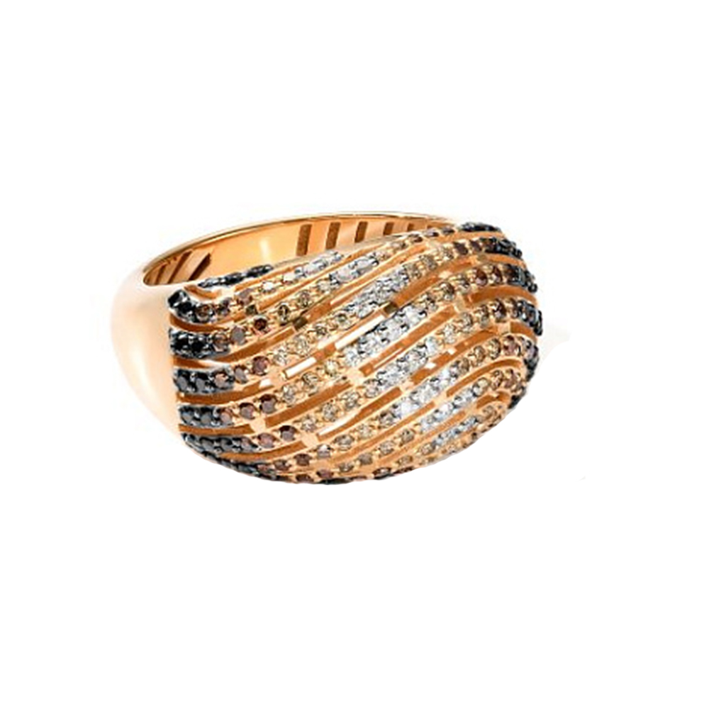 Inel din aur roșu cu pietre Diamant, Diamant galben și Diamant Cognac
