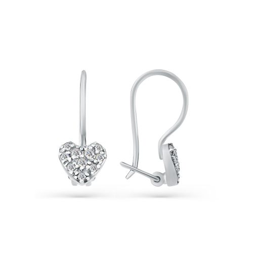 Cercei p-u copii din aur alb cu pietre Cubic Zirconia Incolor