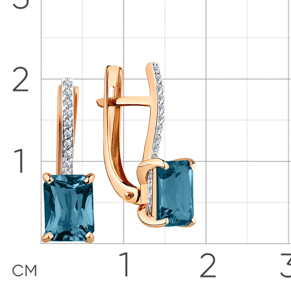 Cercei din aur roșu cu pietre Cubic Zirconia Incolor, Topaz London