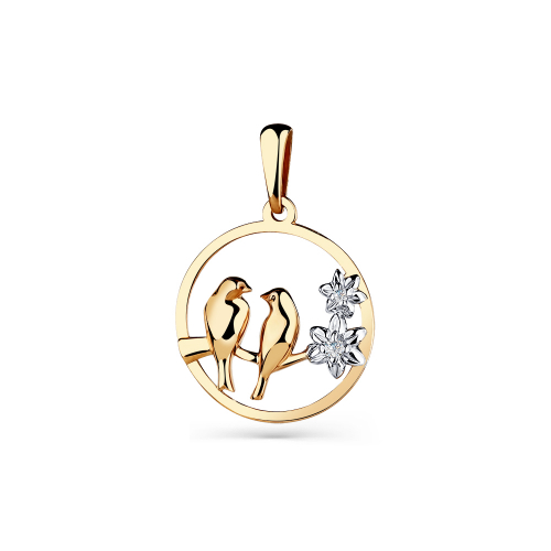 Pandantiv din aur roșu cu pietre Cubic zirconia