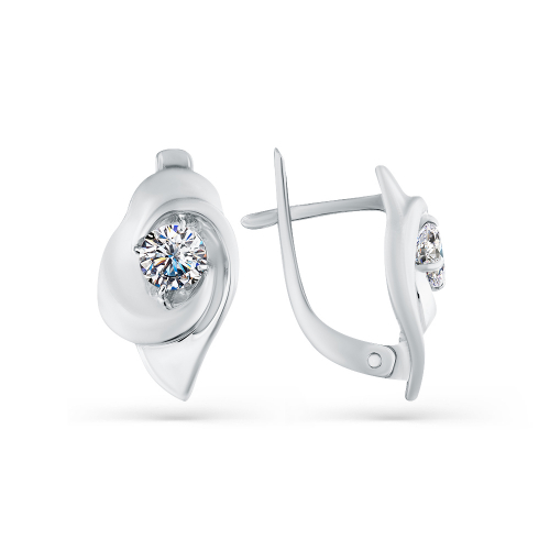 Cercei din aur alb cu pietre Cubic zirconia
