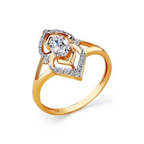 Inel din aur roșu cu pietre Cubic zirconia