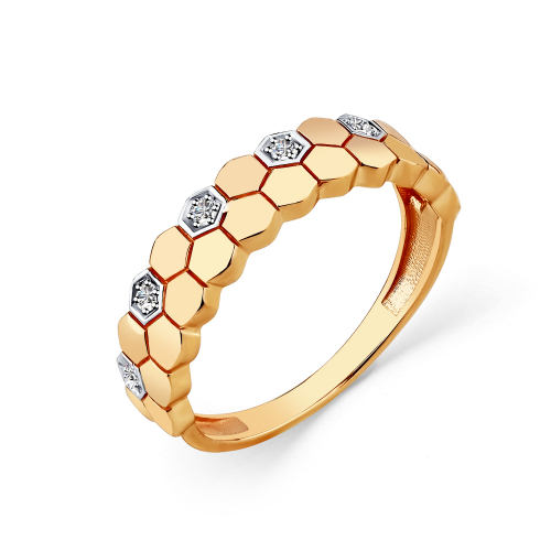 Inel din aur roșu cu pietre Cubic Zirconia Incolor