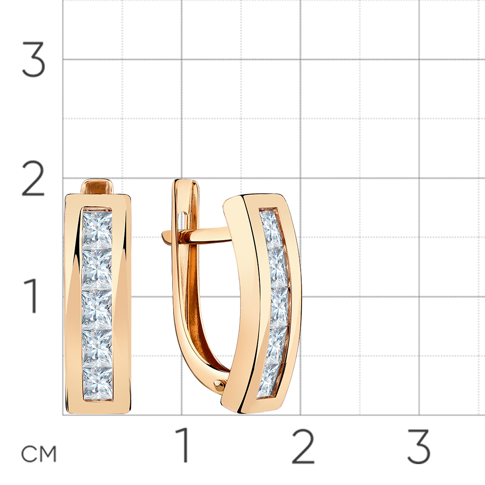Cercei din aur roșu cu pietre Cubic Zirconia Incolor