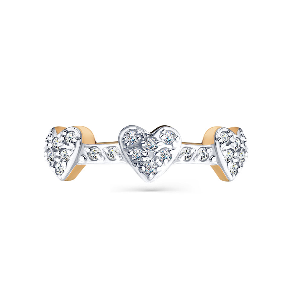 Inel din aur roșu cu pietre Cubic Zirconia Incolor