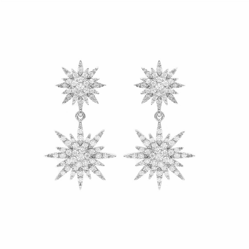 Cercei Pusete din aur alb cu pietre Diamant