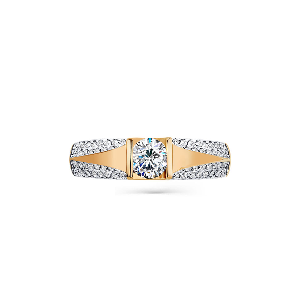 Inel din aur roșu cu pietre Cubic Zirconia Incolor