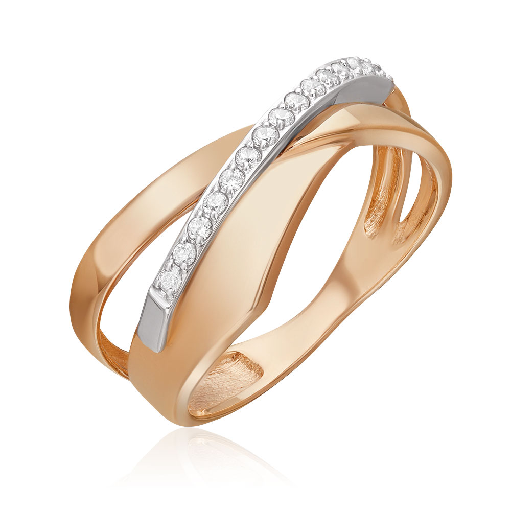 Inel din aur alb și roșu cu pietre Cubic Zirconia Incolor