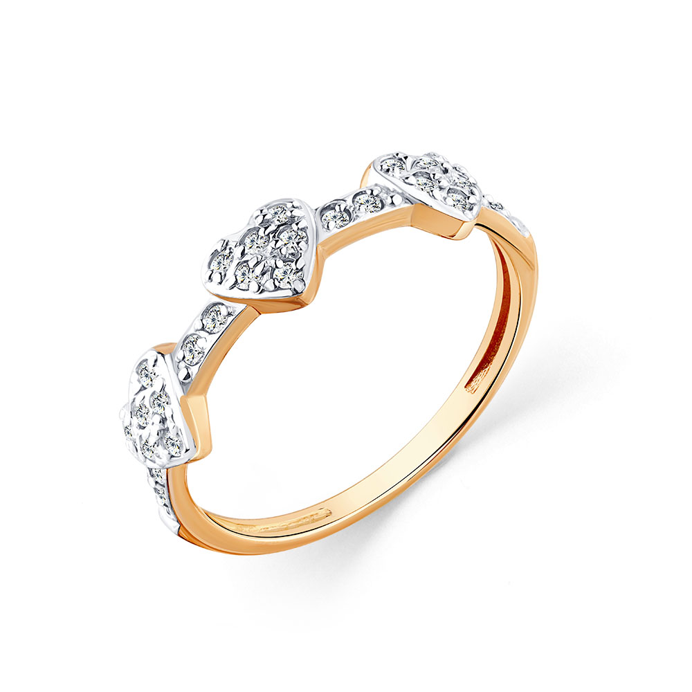 Inel din aur roșu cu pietre Cubic Zirconia Incolor