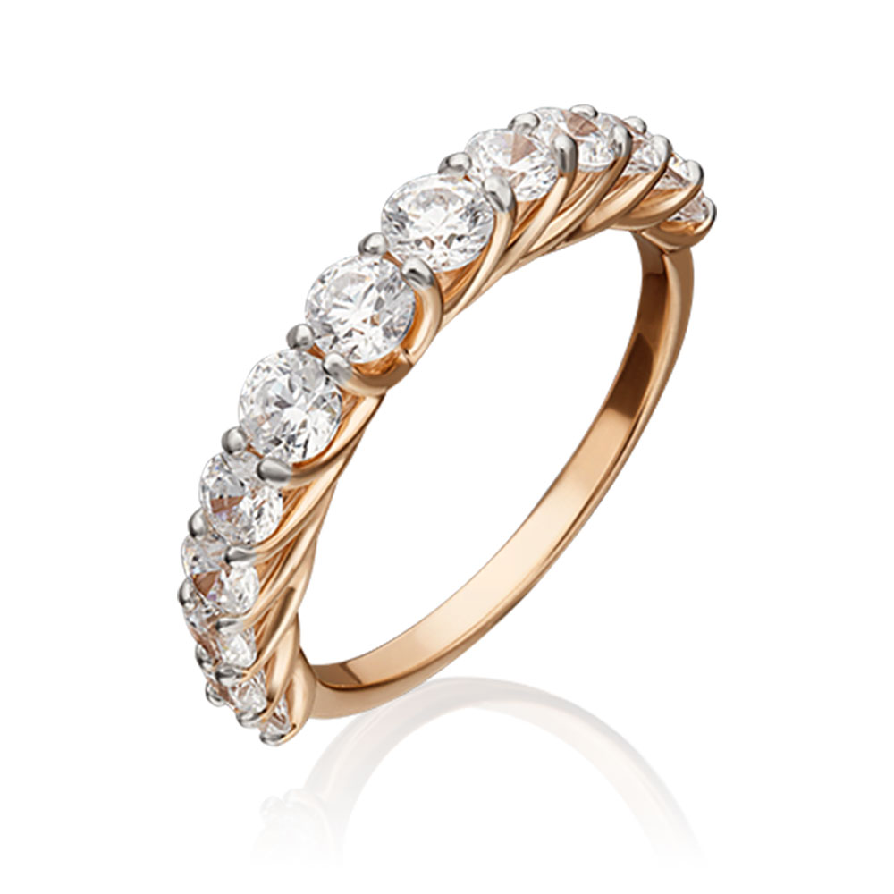 Inel din aur roșu cu pietre Cubic Zirconia Incolor