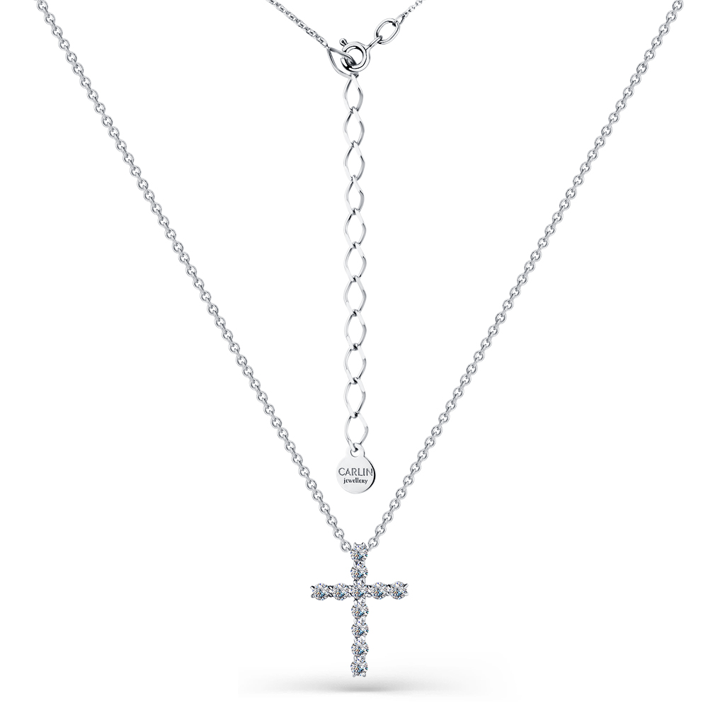 Colier din aur alb cu pietre Cubic Zirconia Incolor