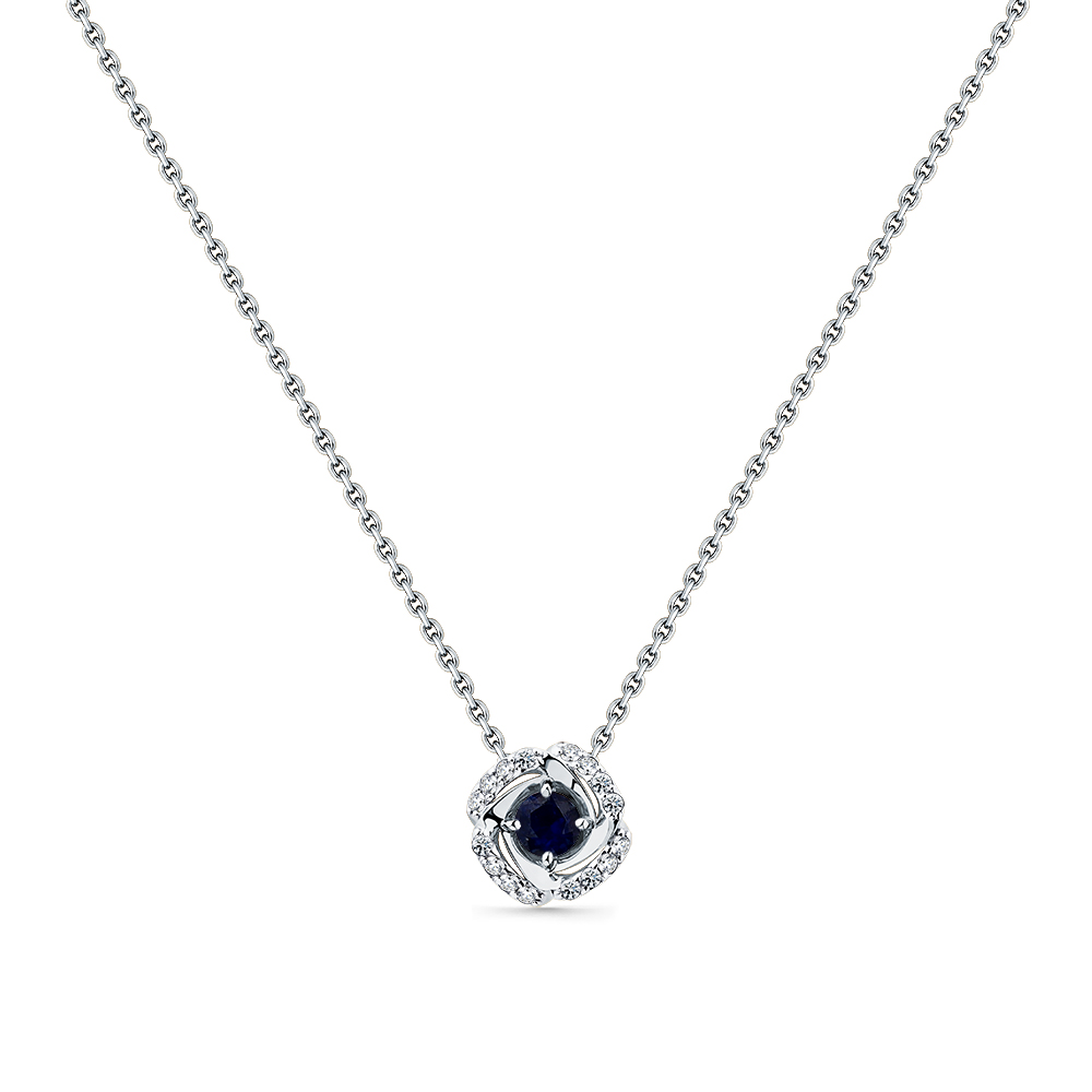 Colier din aur alb cu pietre Diamant, Safir