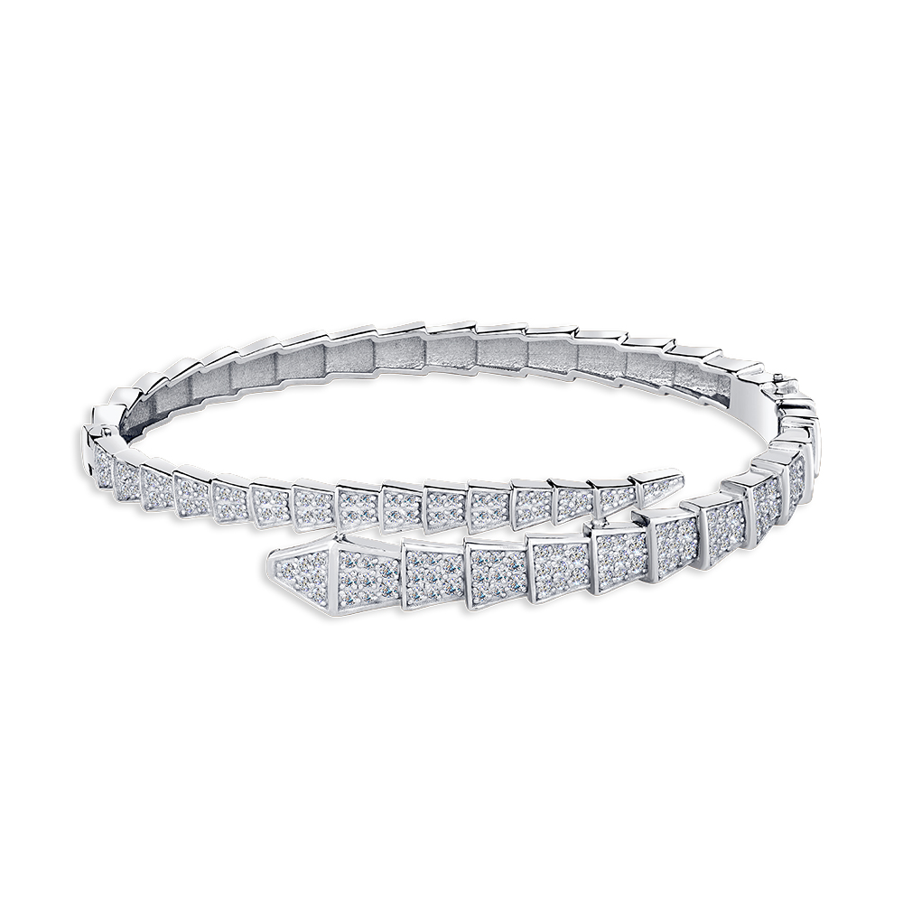 Brățară din aur alb cu pietre Cubic Zirconia Incolor