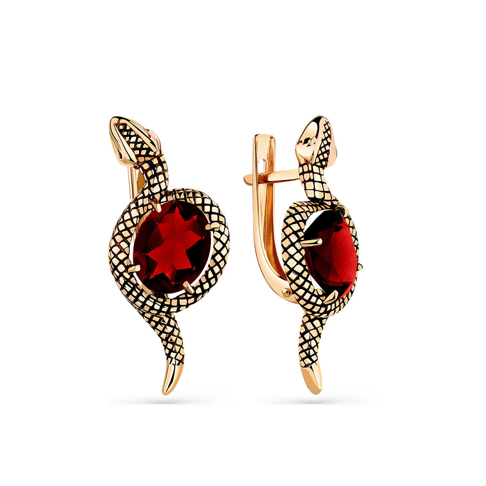 Cercei din aur roșu cu pietre Cubic zirconia, Granat