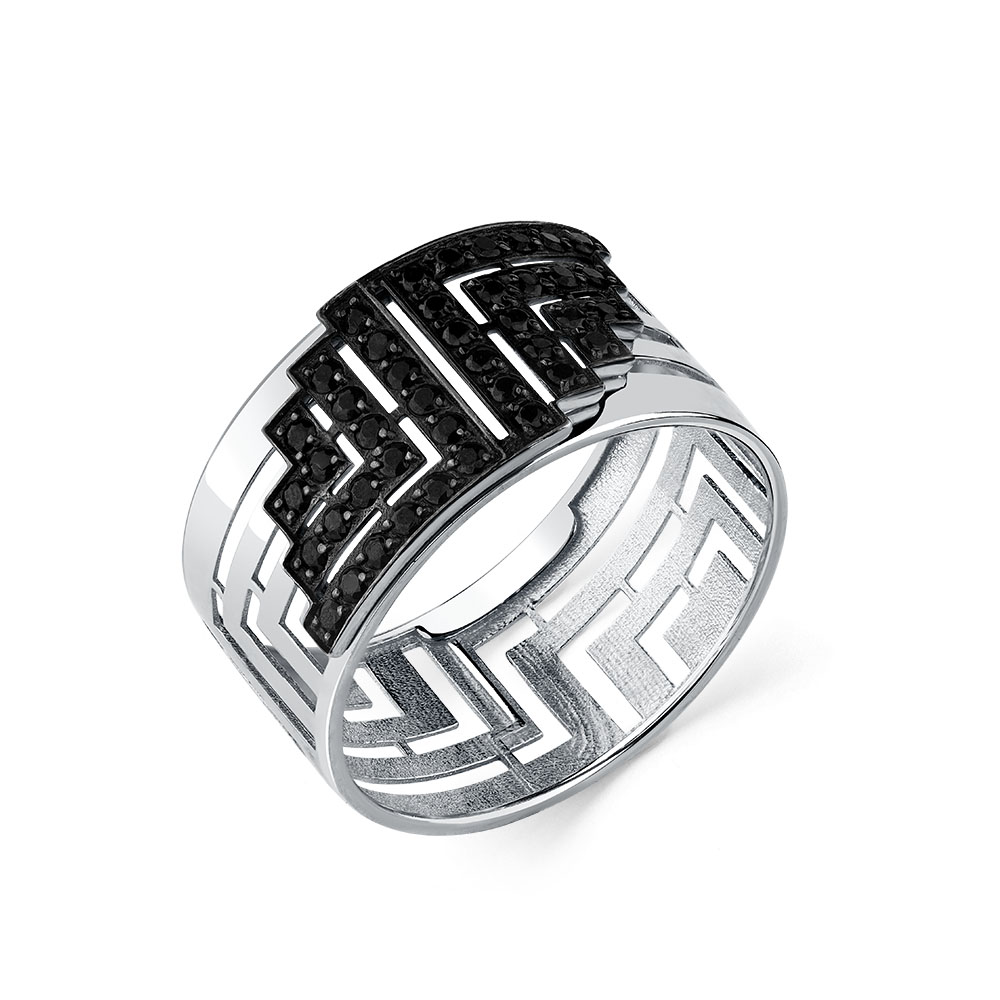 Inel din aur alb cu pietre Cubic Zirconia Negru