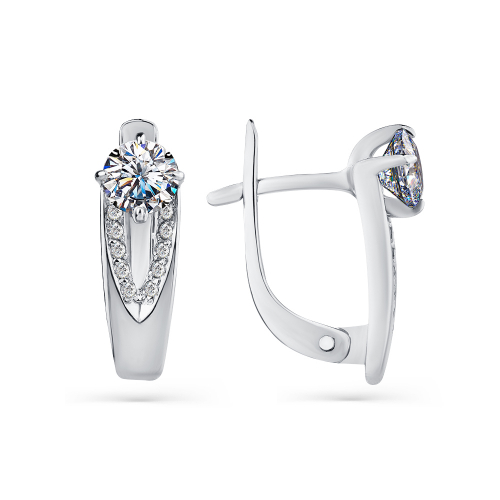 Cercei din aur alb cu pietre Cubic zirconia