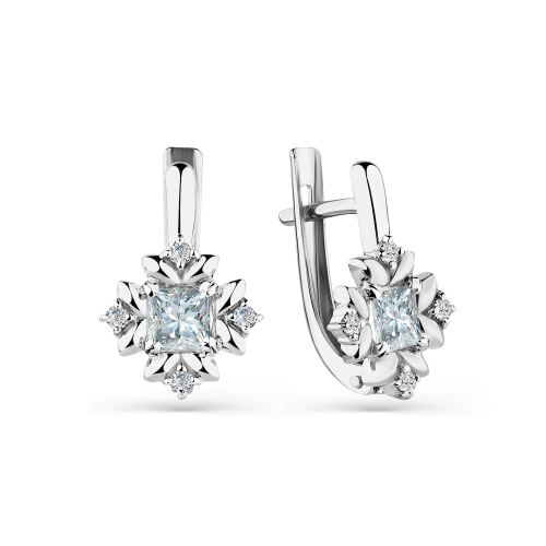 Cercei din aur alb cu pietre Cubic Zirconia Incolor