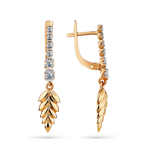 Cercei Suspendați din aur roșu cu pietre Cubic Zirconia Incolor