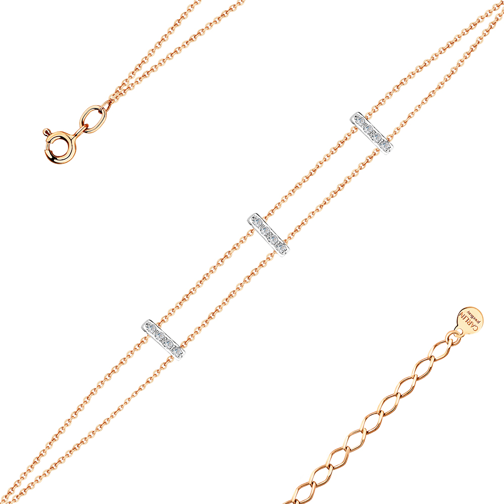 Brățară din aur roșu cu pietre Cubic Zirconia Incolor