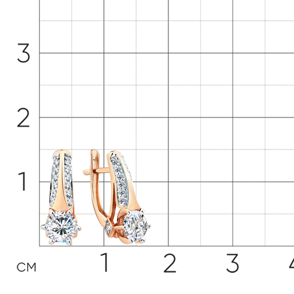 Cercei din aur roșu cu pietre Cubic Zirconia Incolor